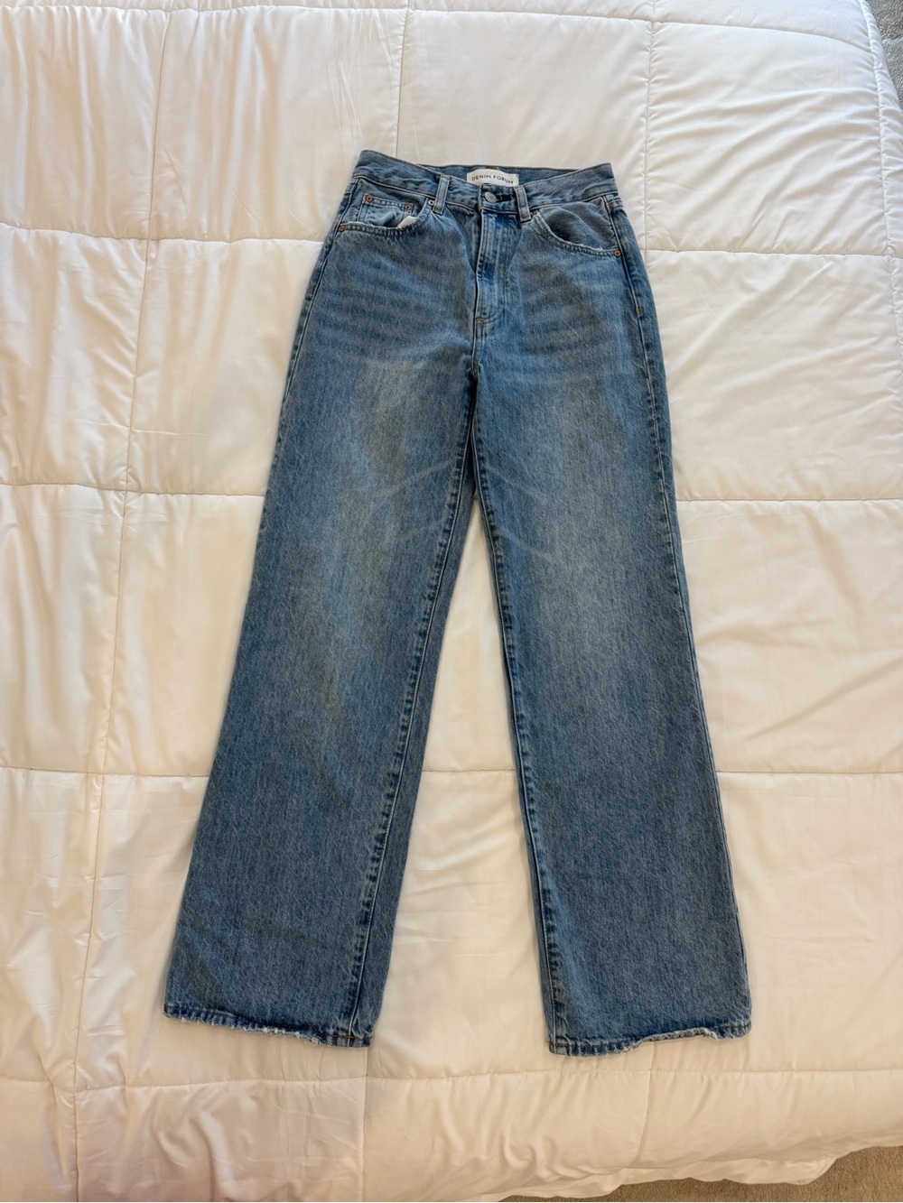 Denim Forum Women's Wide Leg Jeans in Medium Blue Wash